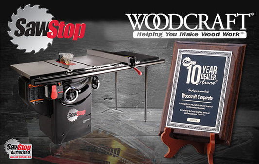 Woodcraft Receives SawStop Decade Dealer Award