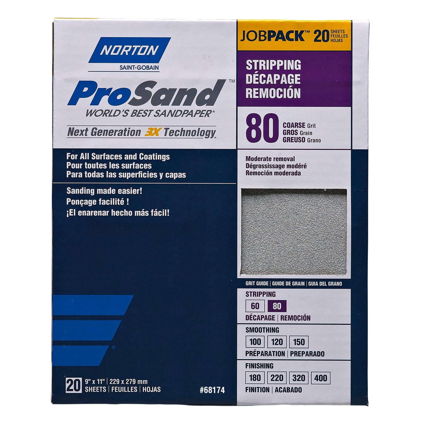 Norton ProSand 9" x 11" Sanding Sheets 80G 20 pack alt 0