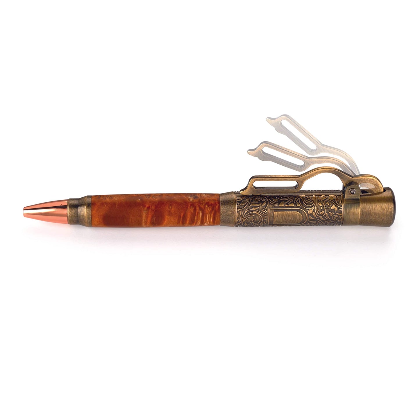 Lever Action Ballpoint Pen Kit Antique Brass alt 1