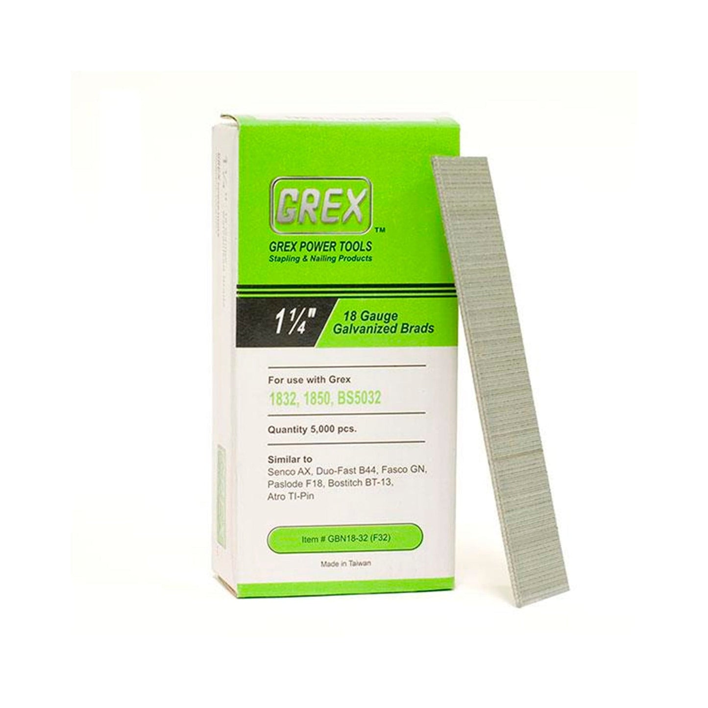 GREX 18 GA 1-1/4" Gal Brads, 5K alt 0