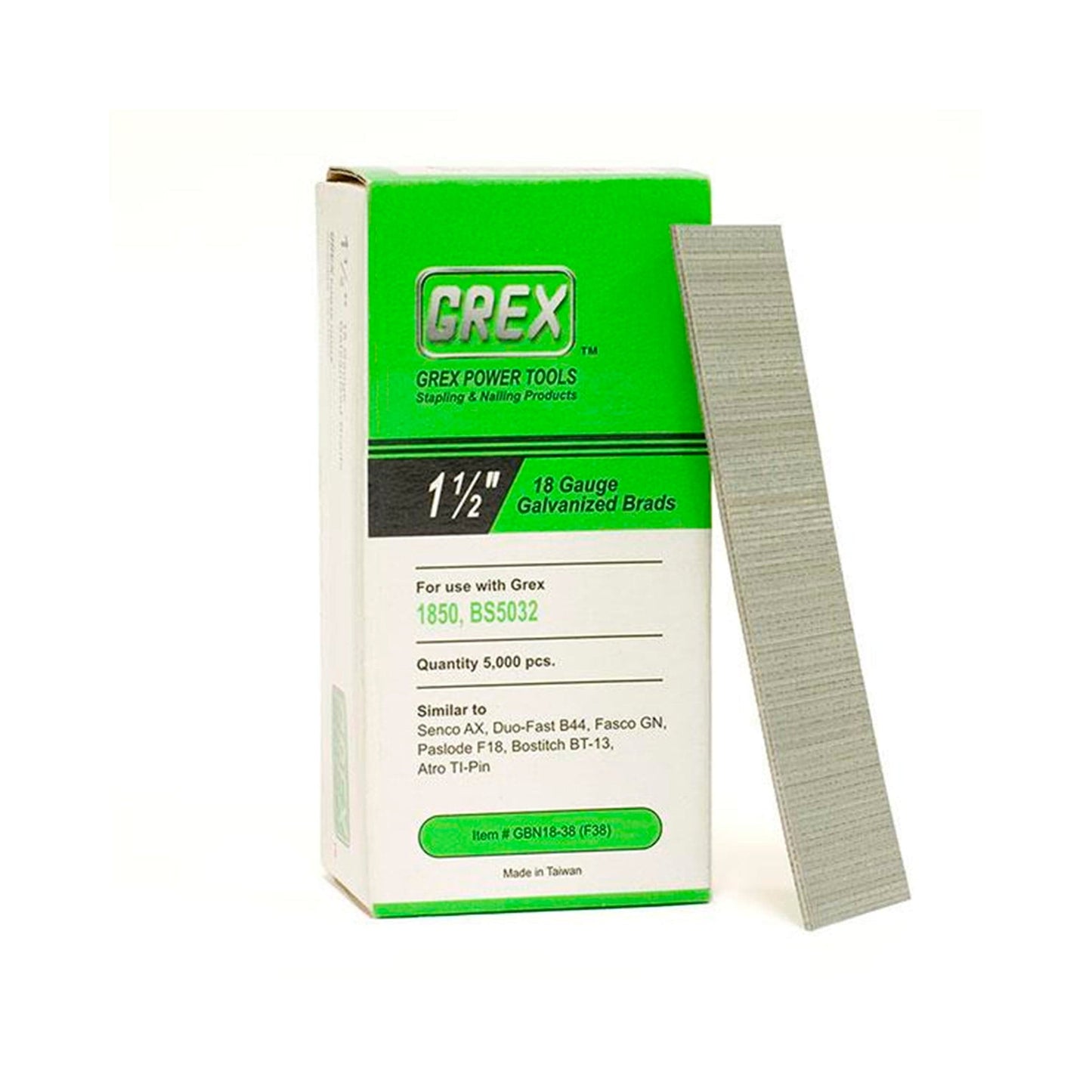 GREX 18 GA 1-1/2" Gal Brads, 5K alt 0