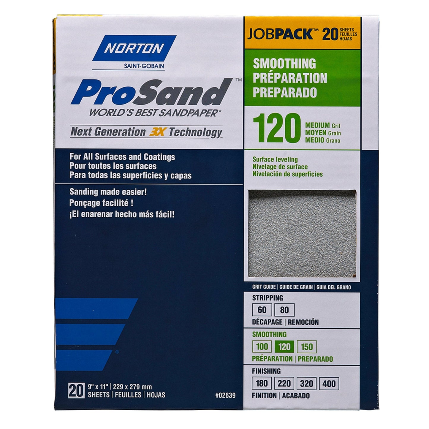 Norton ProSand 9" x 11" Sanding Sheets 120G 20pack alt 0