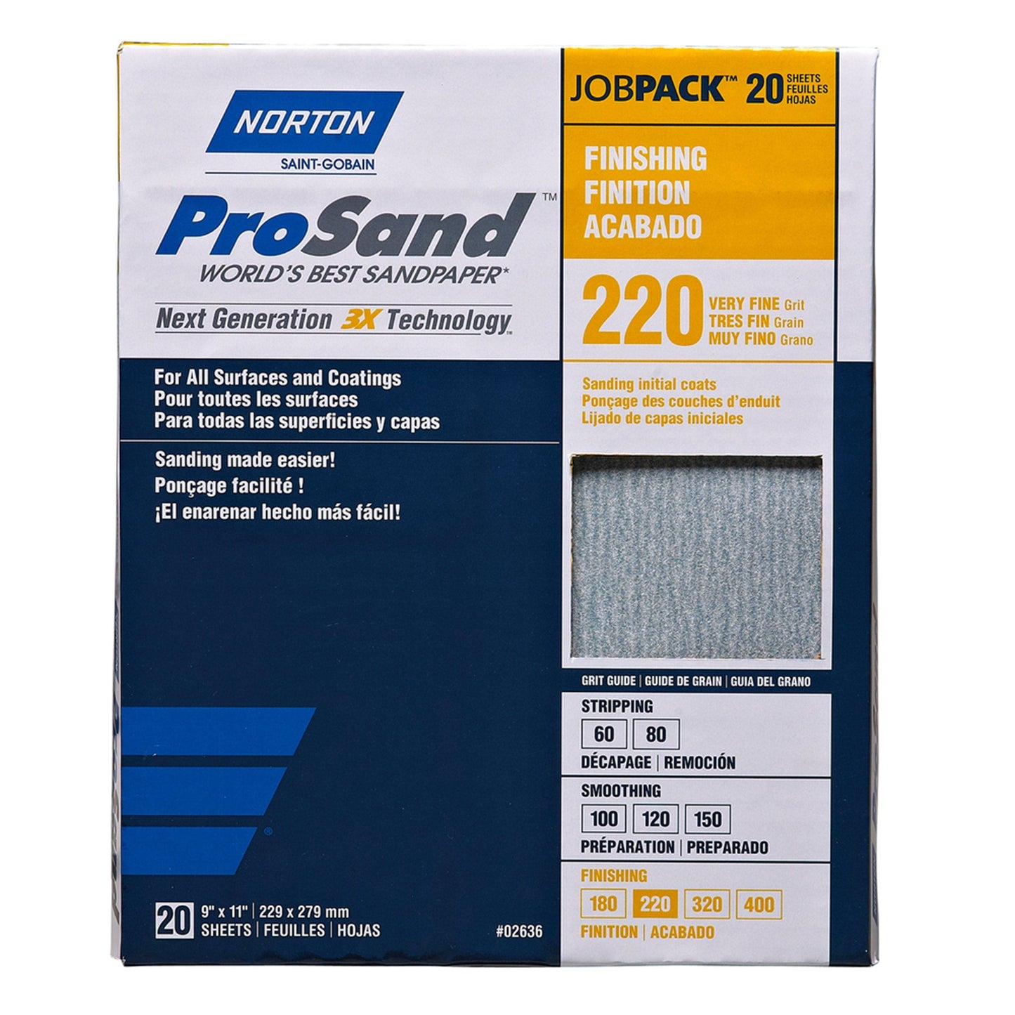 Norton ProSand 9" x 11" Sanding Sheets 220G 20pack alt 0