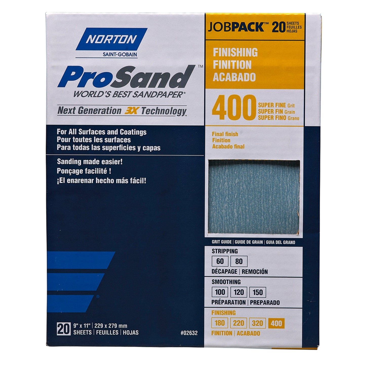 Norton ProSand 9" x 11" Sanding Sheets 400G 20pack alt 0